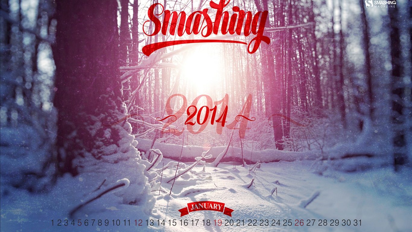 01 2014 Calendar Wallpaper (2) #11 - 1366x768