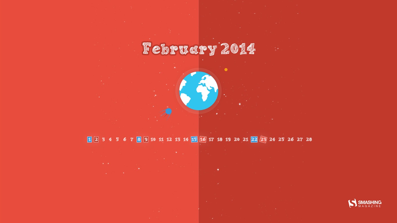 2014년 2월 달력 배경 화면 (1) #15 - 1366x768