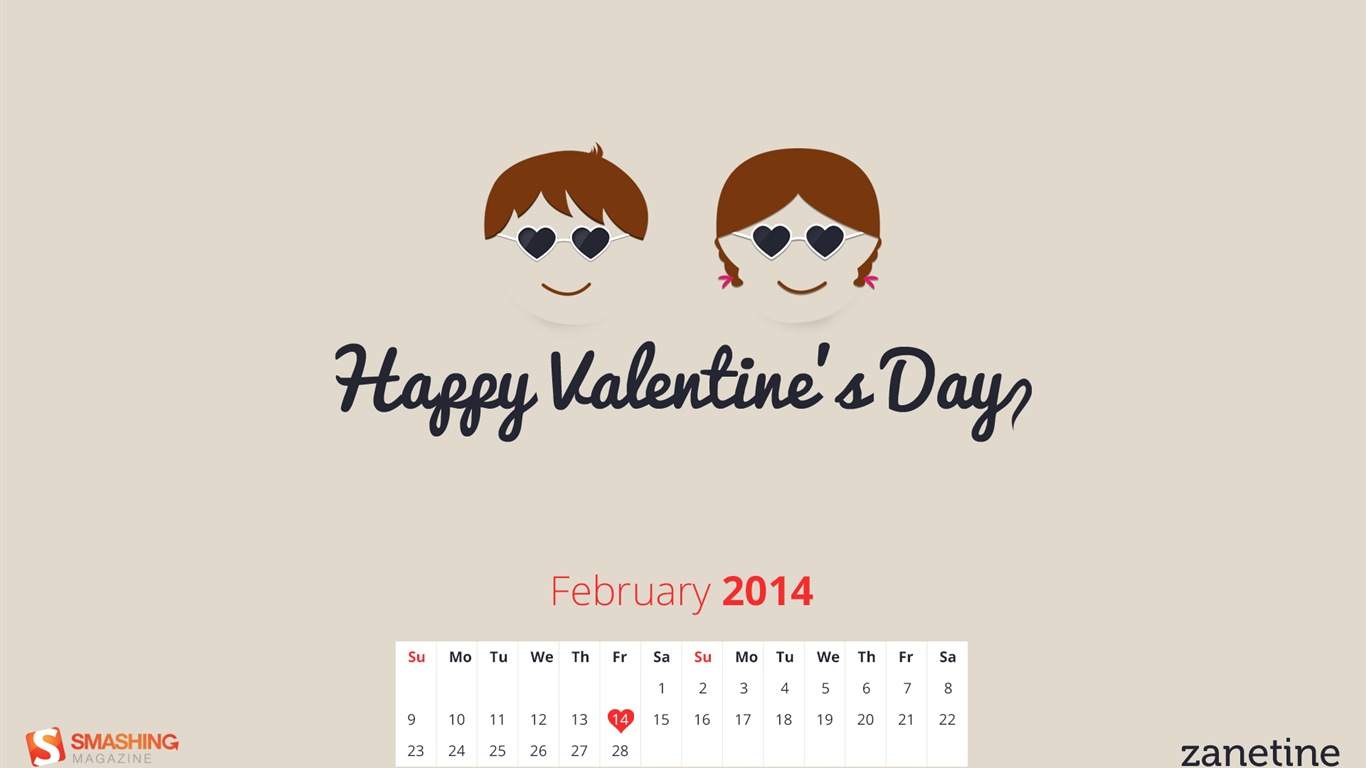February 2014 Calendar wallpaper (1) #17 - 1366x768