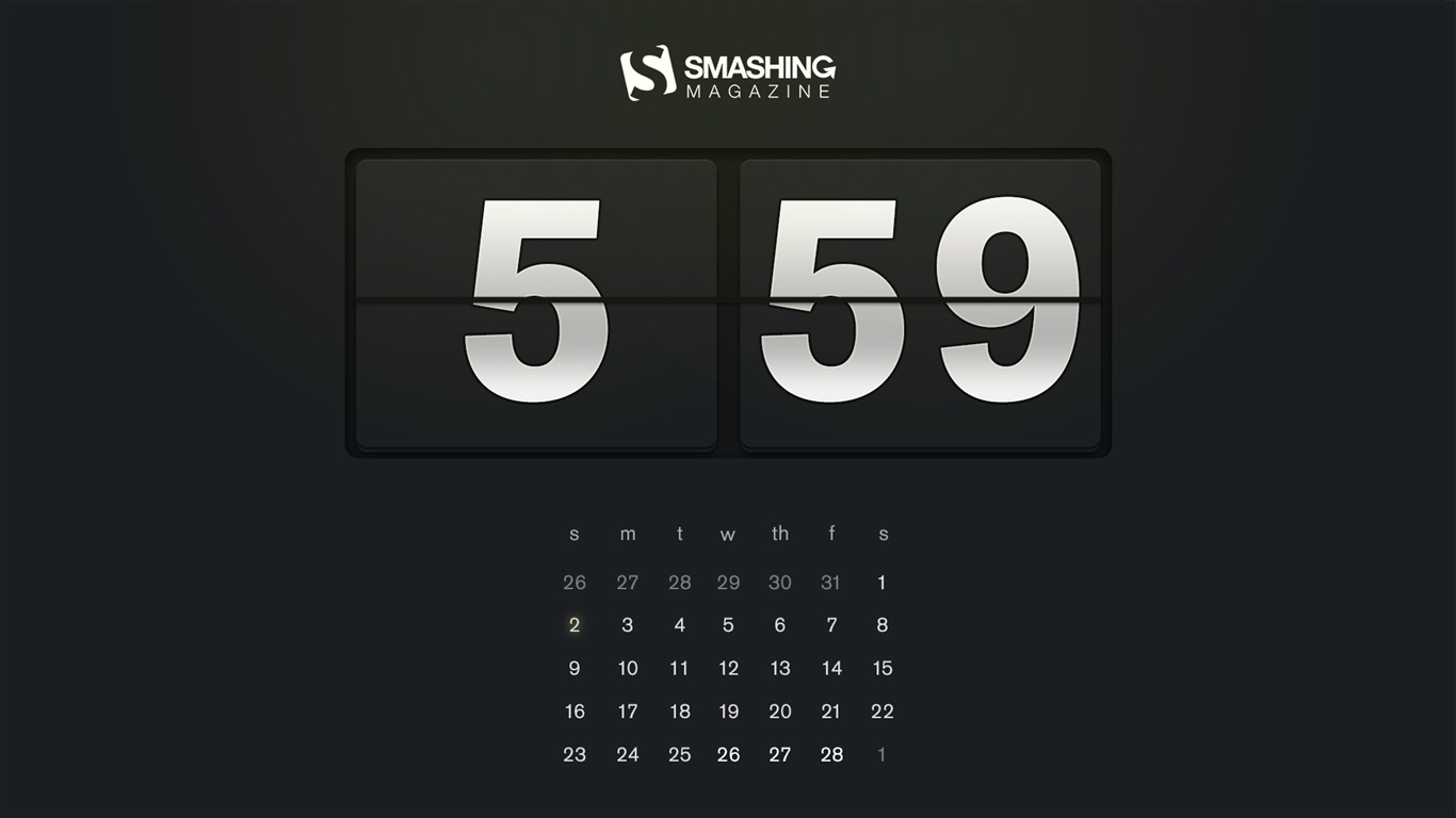 Février 2014 calendriers fond d'écran (1) #19 - 1366x768
