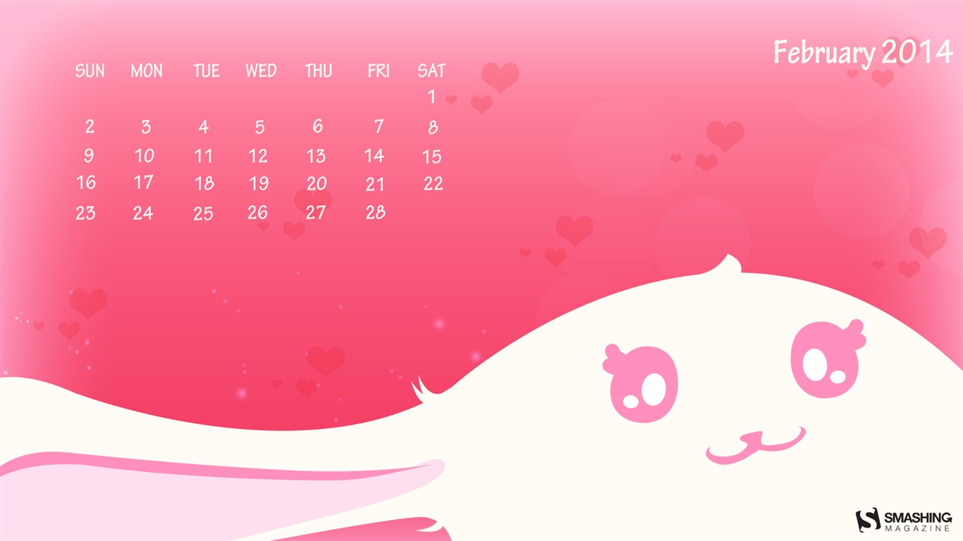 Февраль 2014 Календарь обои (2) #6 - 1366x768