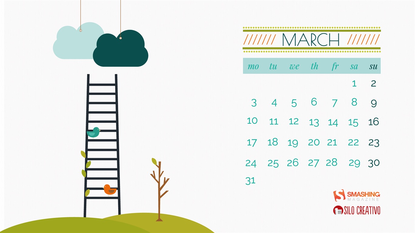 March 2014 calendar wallpaper (1) #12 - 1366x768