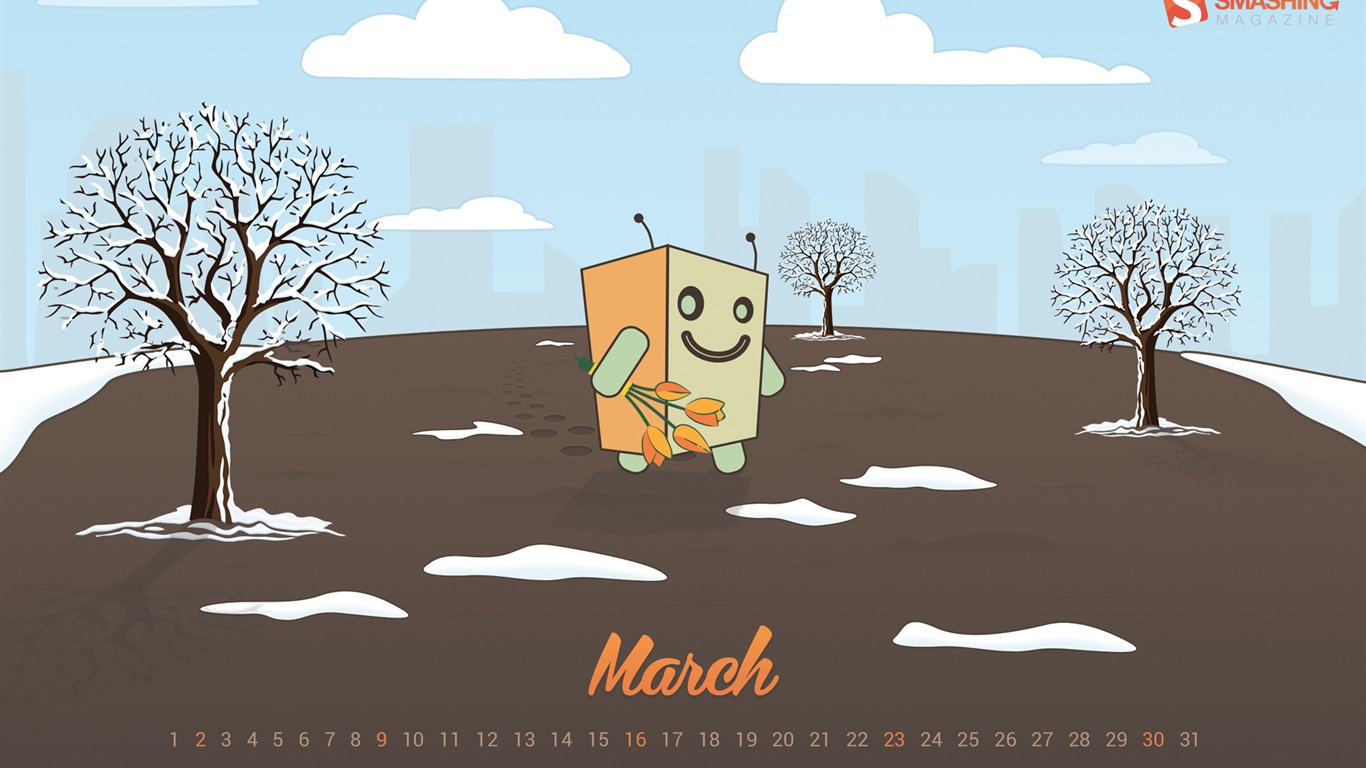 Март 2014 календарь обои (1) #15 - 1366x768