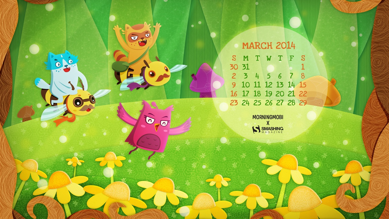 Март 2014 календарь обои (1) #16 - 1366x768