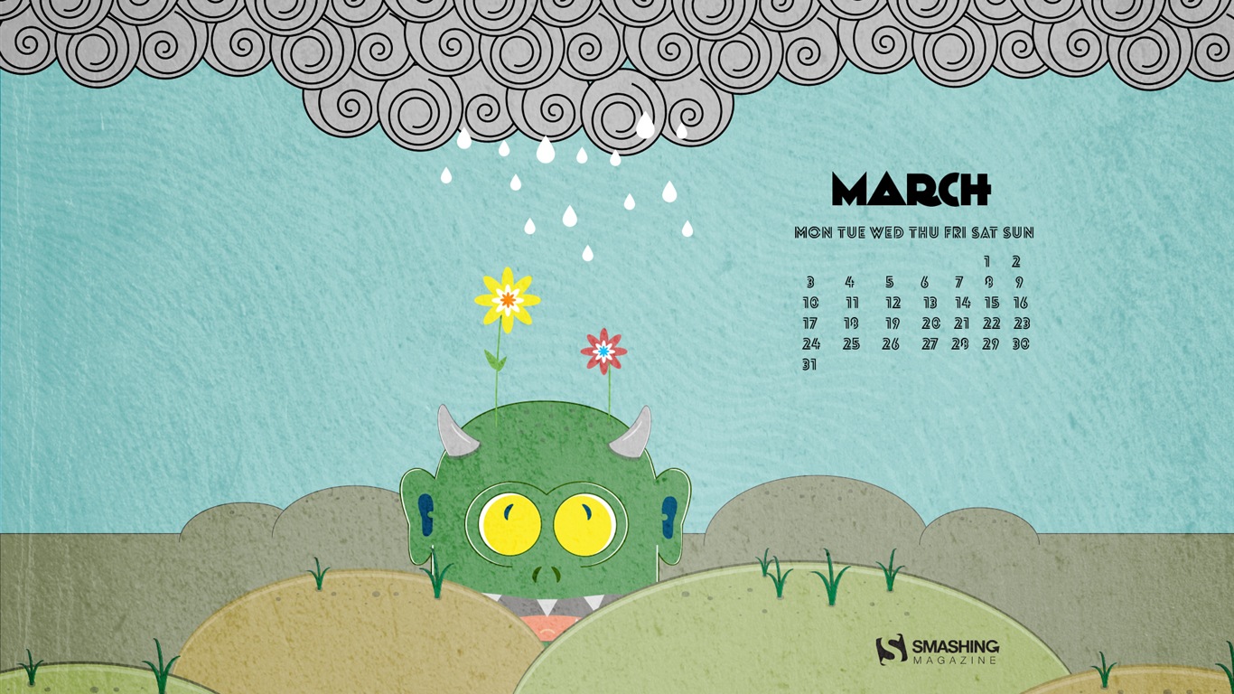 Март 2014 календарь обои (1) #17 - 1366x768