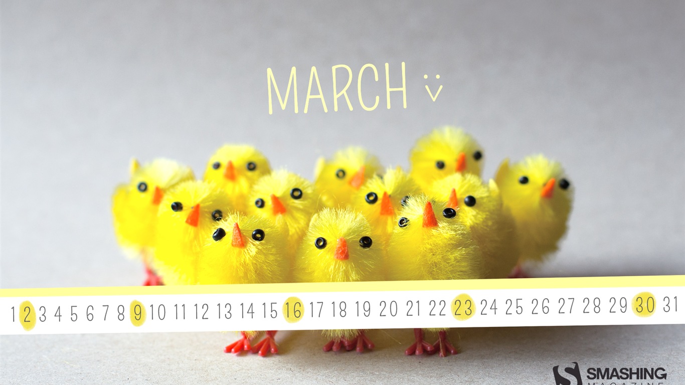 Март 2014 календарь обои (1) #20 - 1366x768