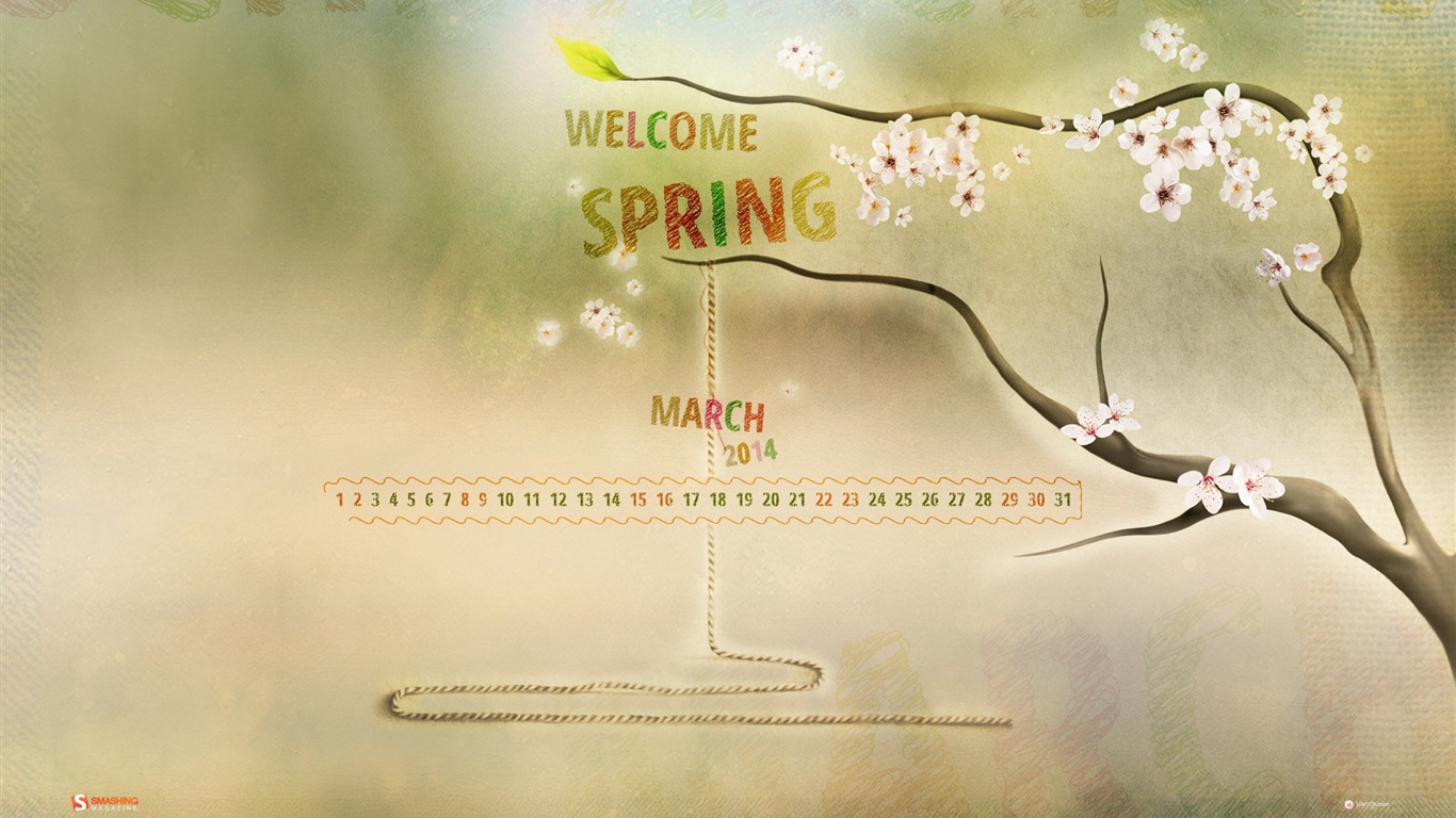 March 2014 calendar wallpaper (2) #17 - 1366x768