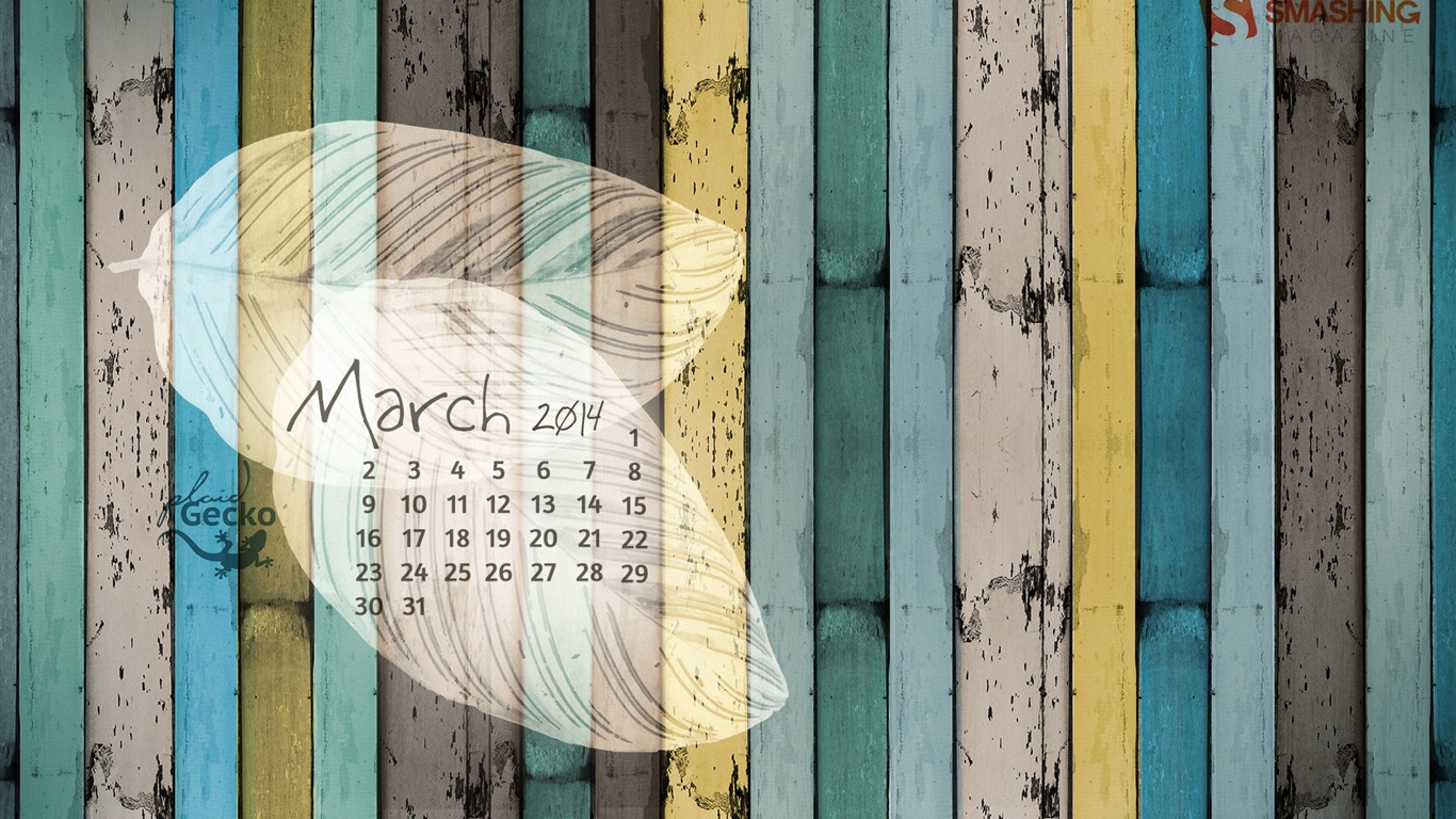 März 2014 Kalender Wallpaper (2) #19 - 1366x768