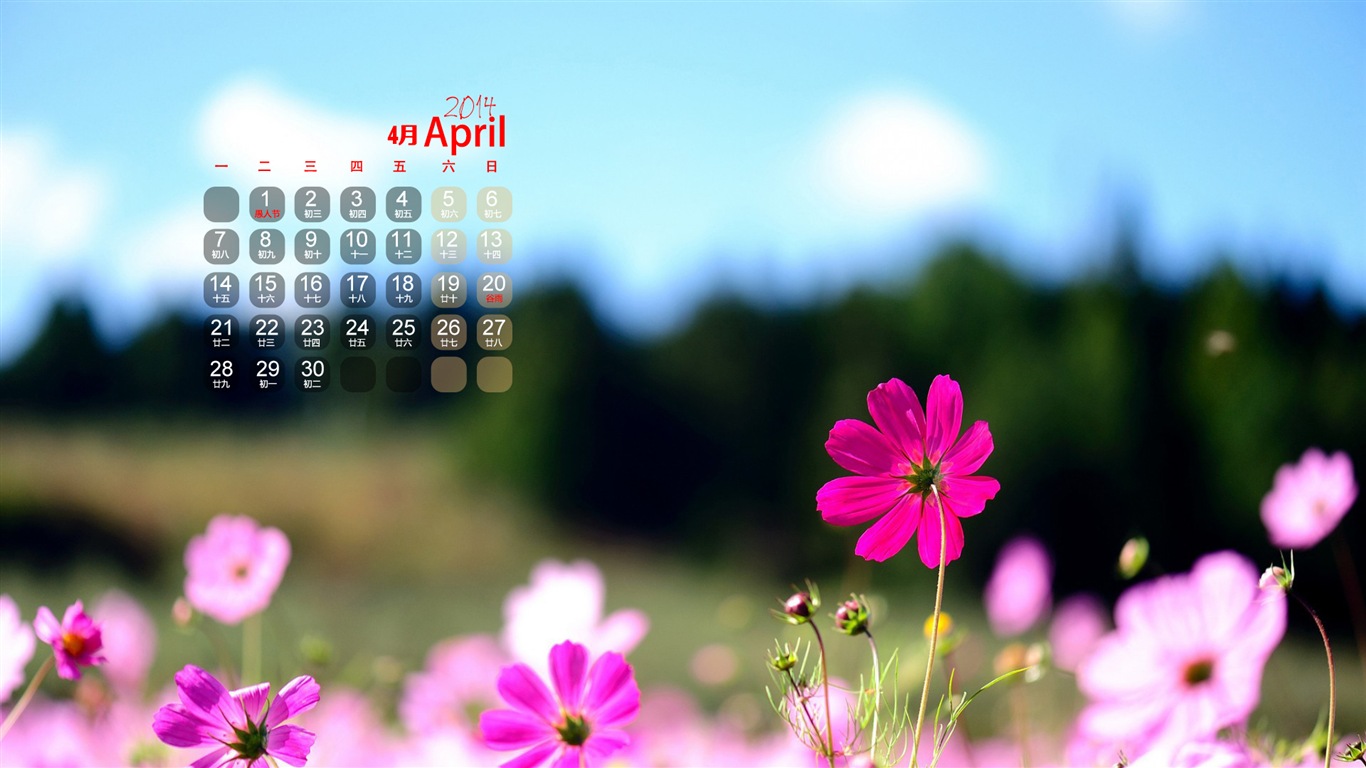 Avril 2014 calendriers fond d'écran (1) #8 - 1366x768
