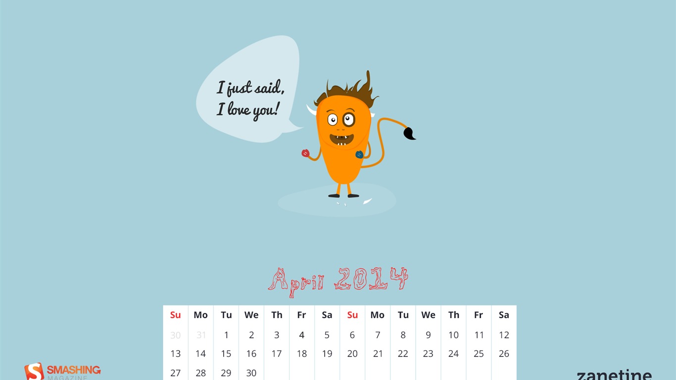 Avril 2014 calendriers fond d'écran (2) #14 - 1366x768