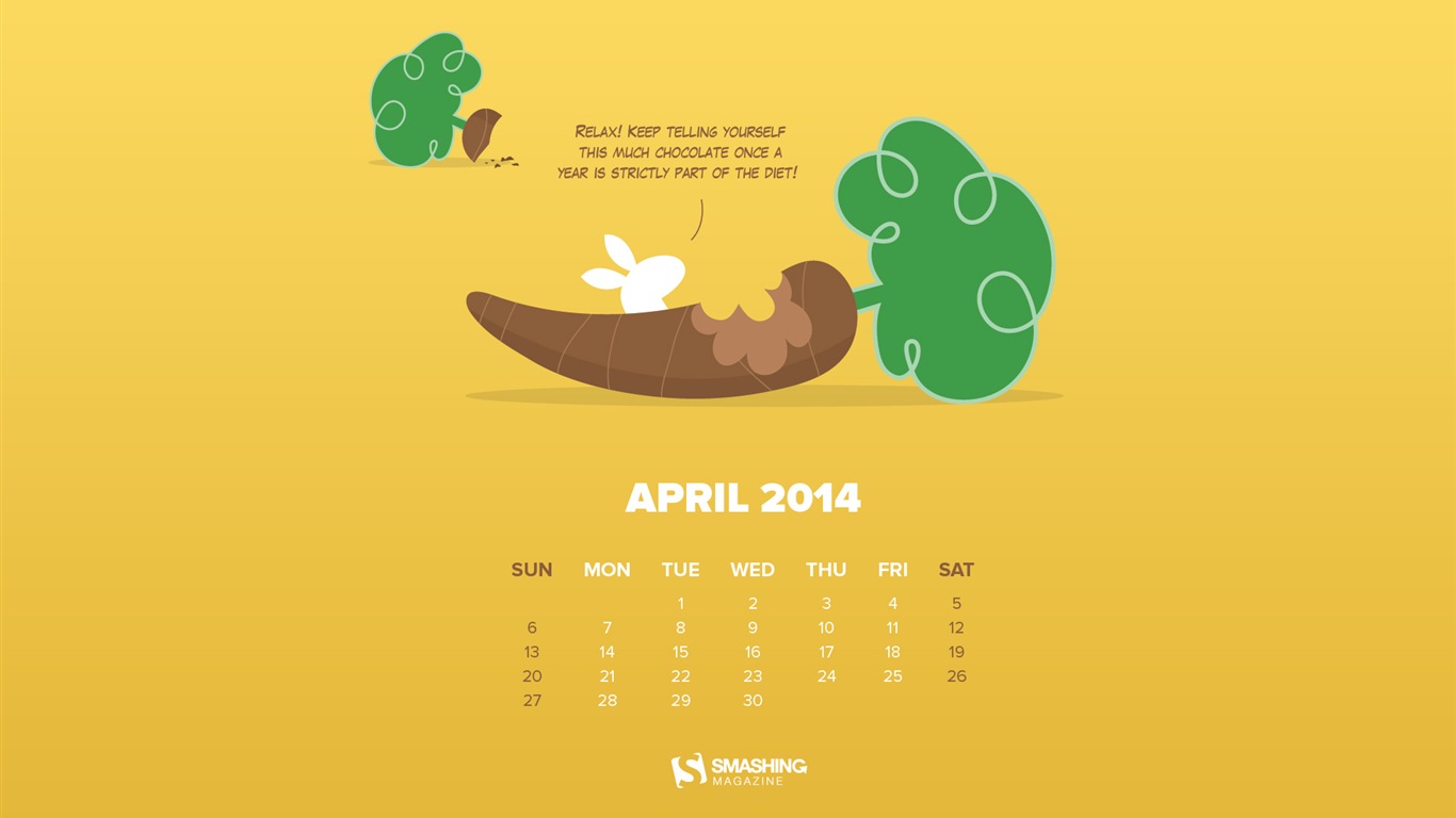 Апрель 2014 календарь обои (2) #15 - 1366x768
