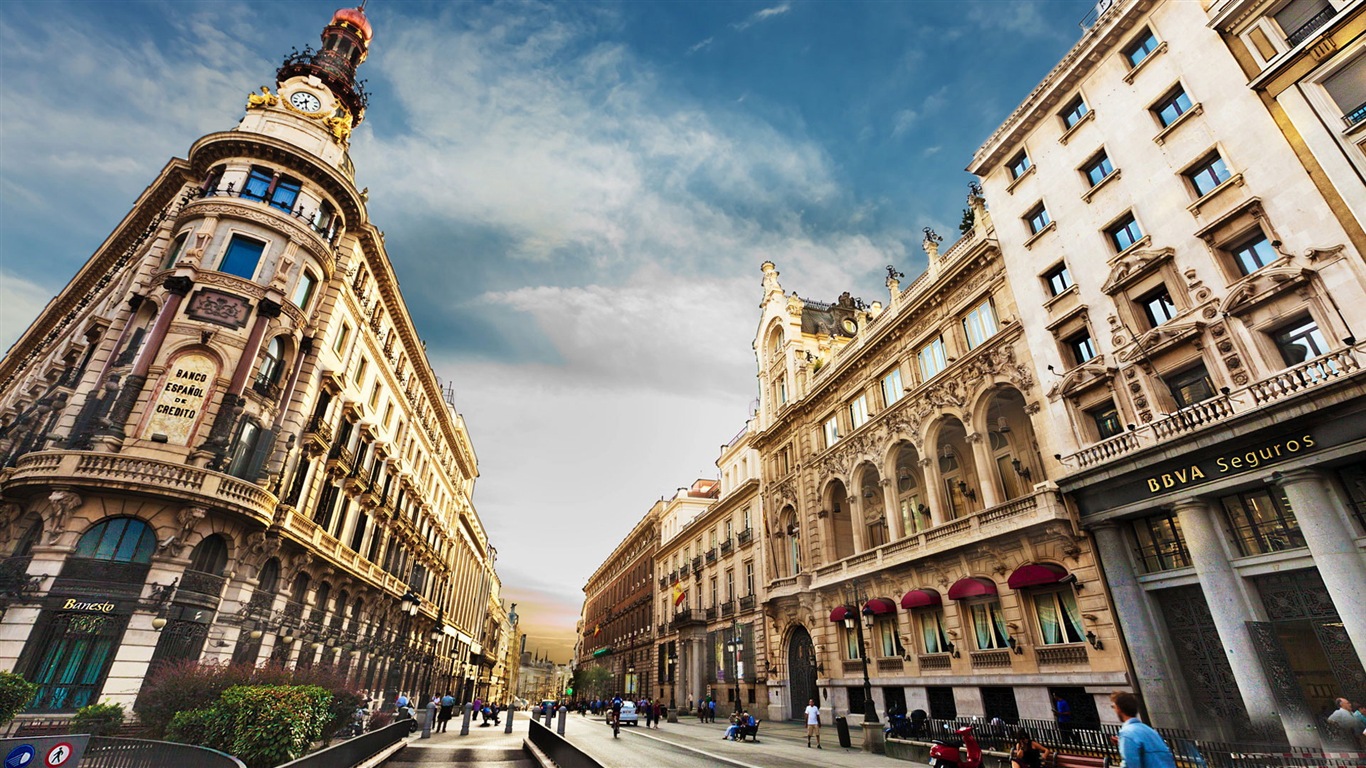Hlavní město Španělska Madrid, městské scenérie HD Tapety na plochu #5 - 1366x768