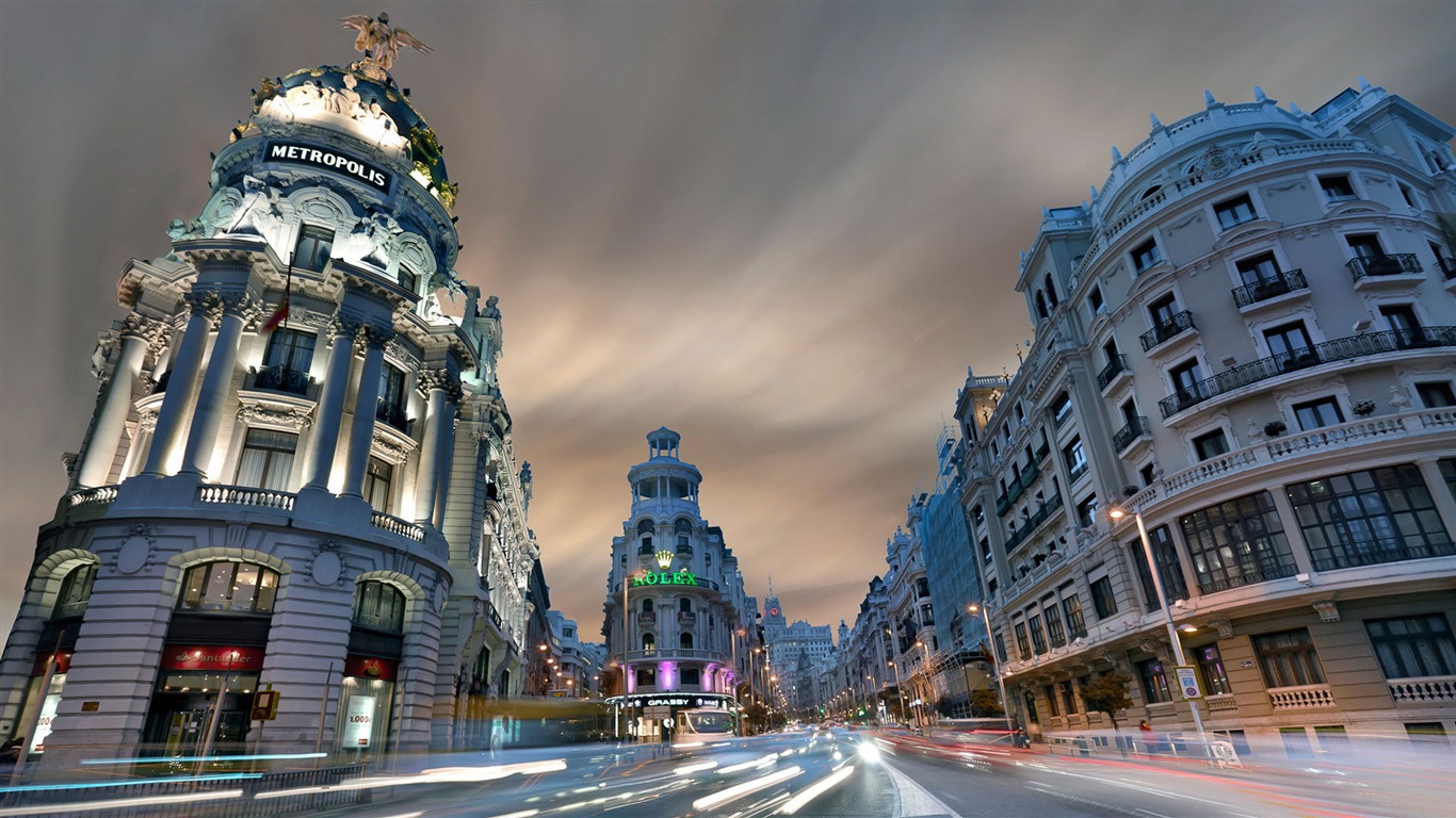 마드리드의 스페인의 수도, 도시 풍경의 HD 배경 화면 #6 - 1366x768