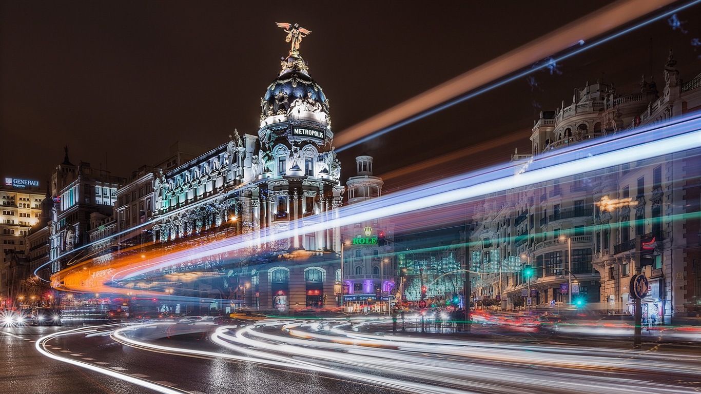 Hlavní město Španělska Madrid, městské scenérie HD Tapety na plochu #9 - 1366x768