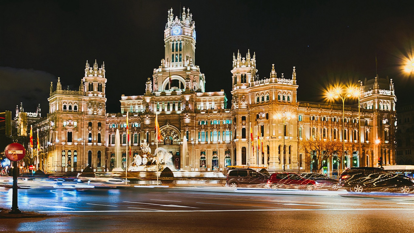 マドリードスペインの首都、都市の風景のHDの壁紙 #10 - 1366x768