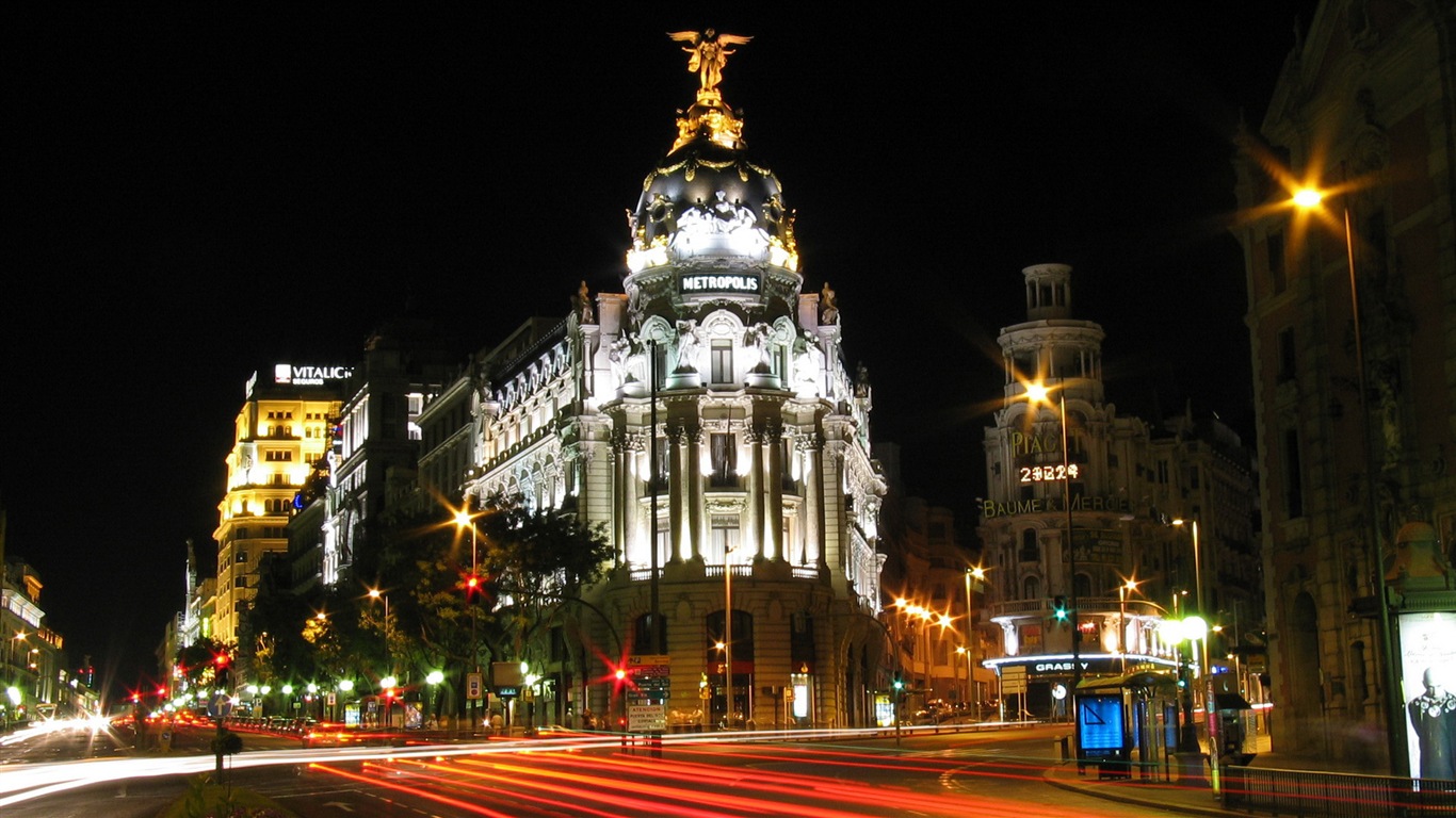 マドリードスペインの首都、都市の風景のHDの壁紙 #12 - 1366x768
