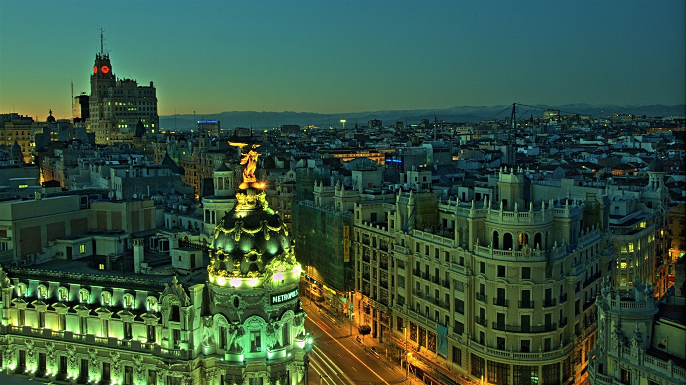 Hlavní město Španělska Madrid, městské scenérie HD Tapety na plochu #13 - 1366x768