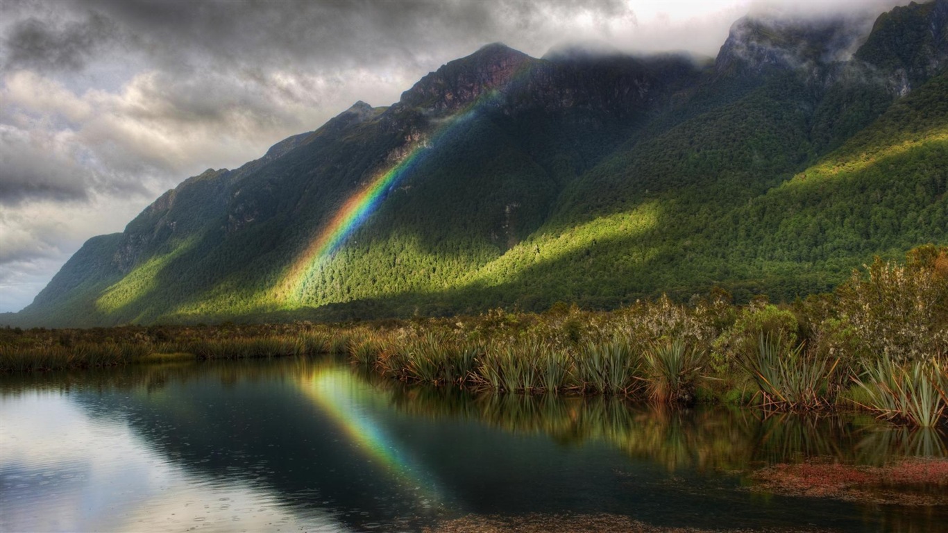 Fondos de pantalla HD paisaje rainbow Hermosas #8 - 1366x768