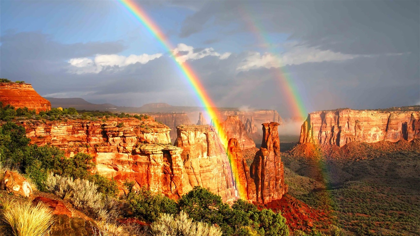 Fondos de pantalla HD paisaje rainbow Hermosas #13 - 1366x768