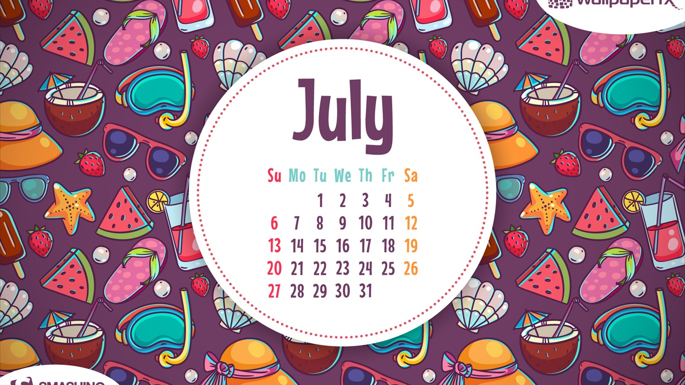 Июль 2014 календарь обои (1) #6 - 1366x768