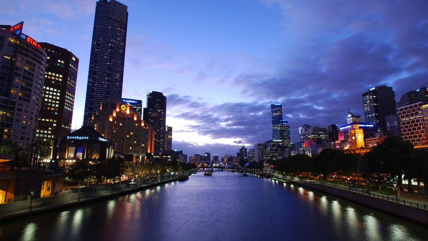 호주 멜버른 도시의 HD 배경 화면 #2 - 1366x768