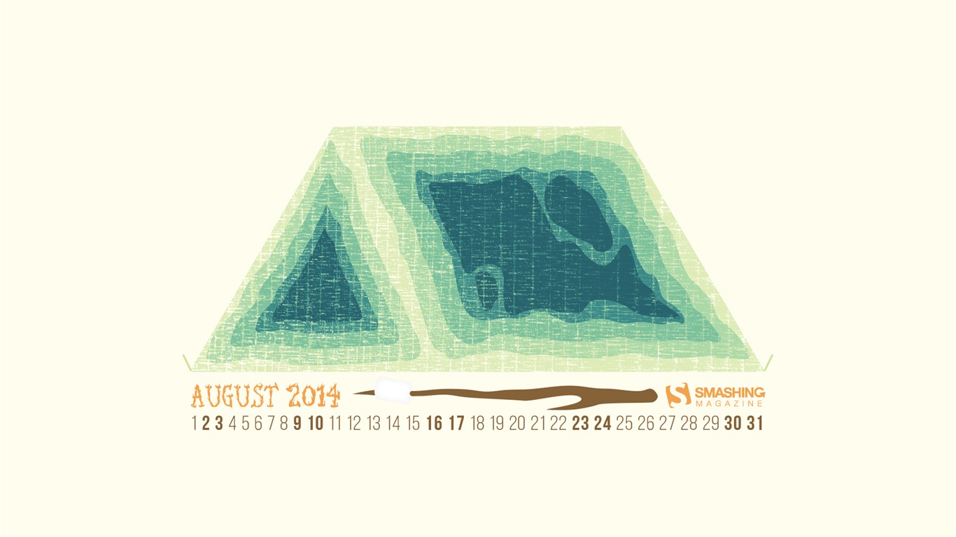 2014年8月 月曆壁紙(一) #20 - 1366x768