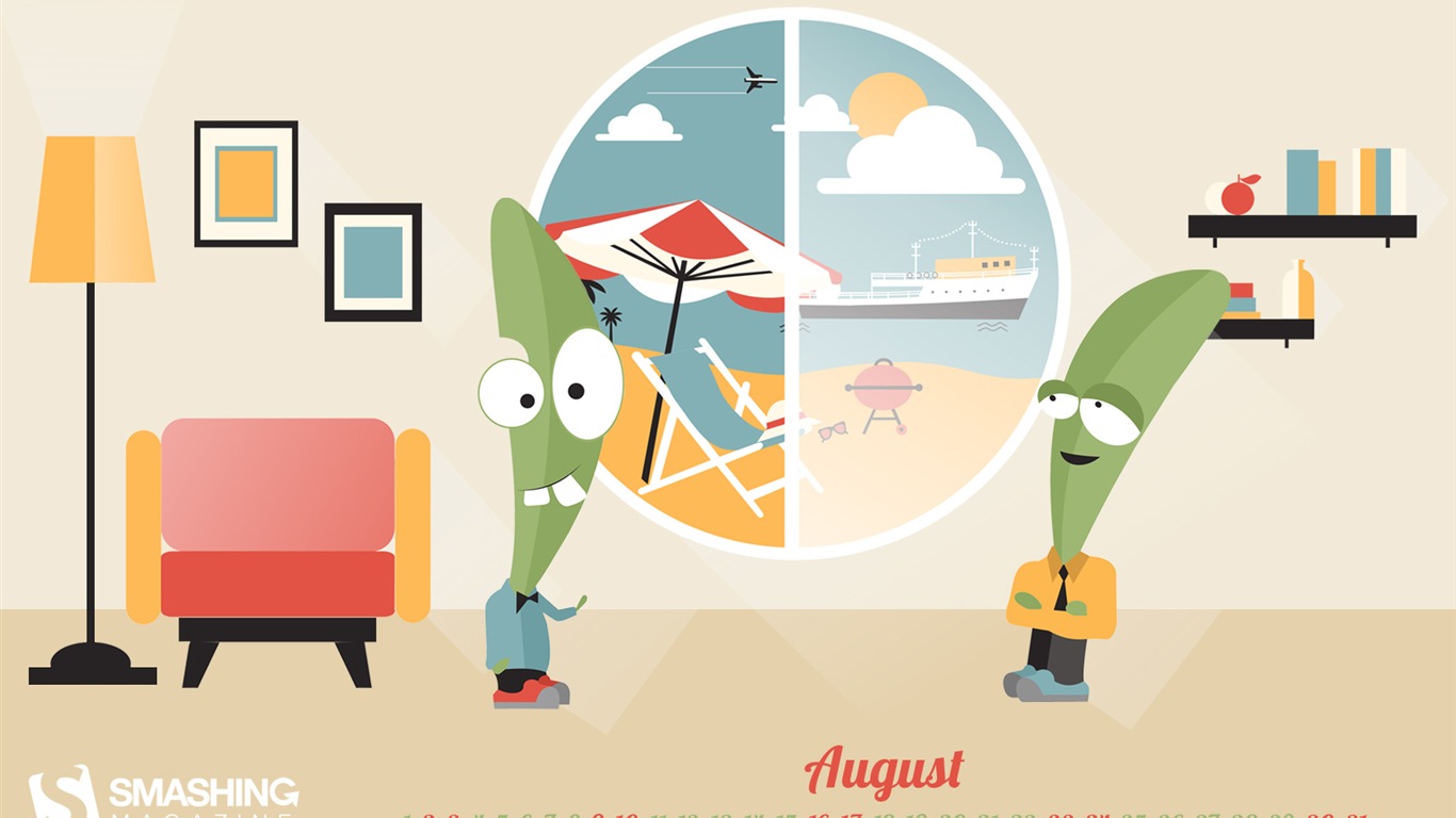 August 2014 calendar wallpaper (2) #6 - 1366x768