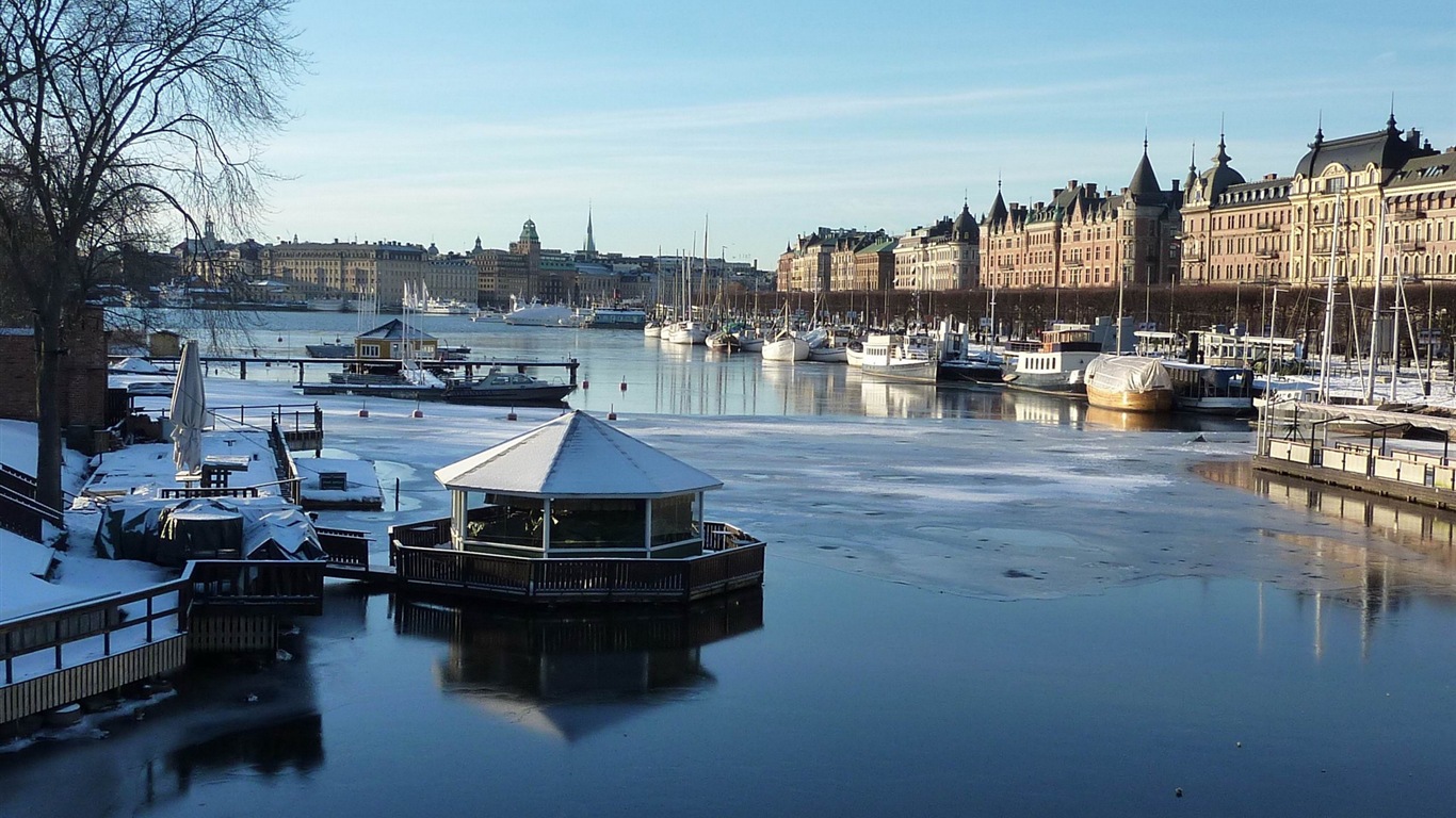 Stockholm, Švédsko, město krajina tapety #2 - 1366x768