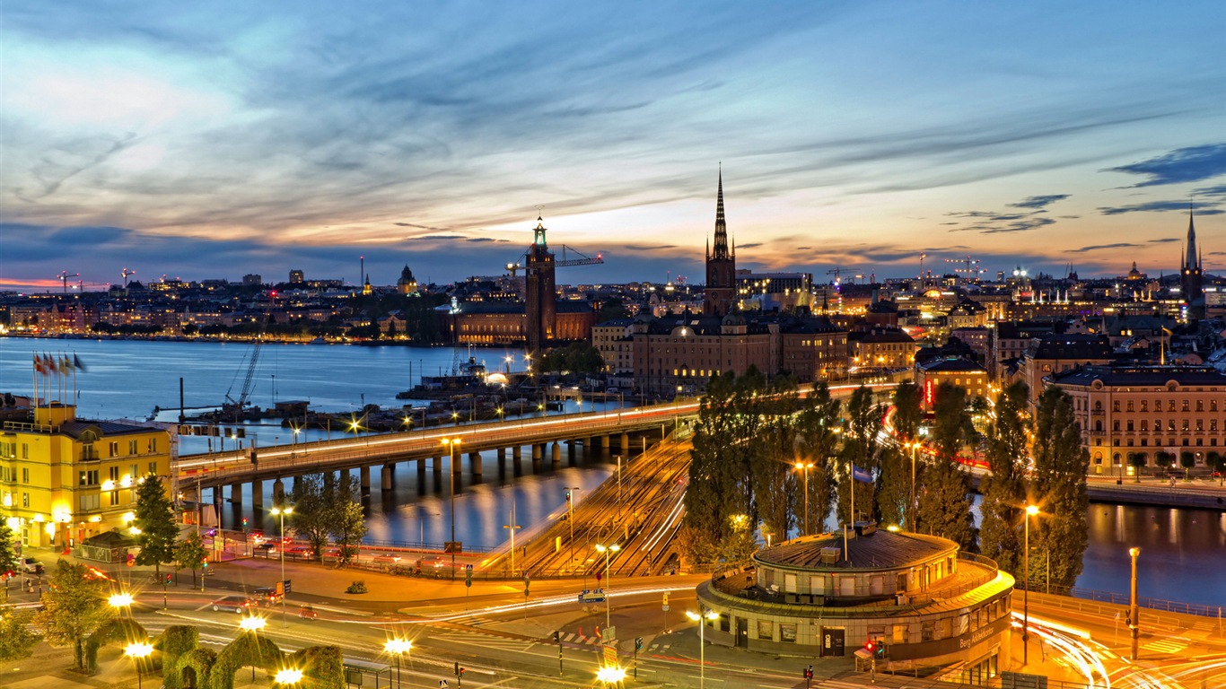 ストックホルム、スウェーデン、都市の風景の壁紙 #5 - 1366x768