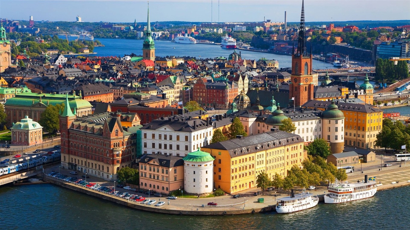 Stockholm, Suède, le fond d'écran paysage de la ville #8 - 1366x768