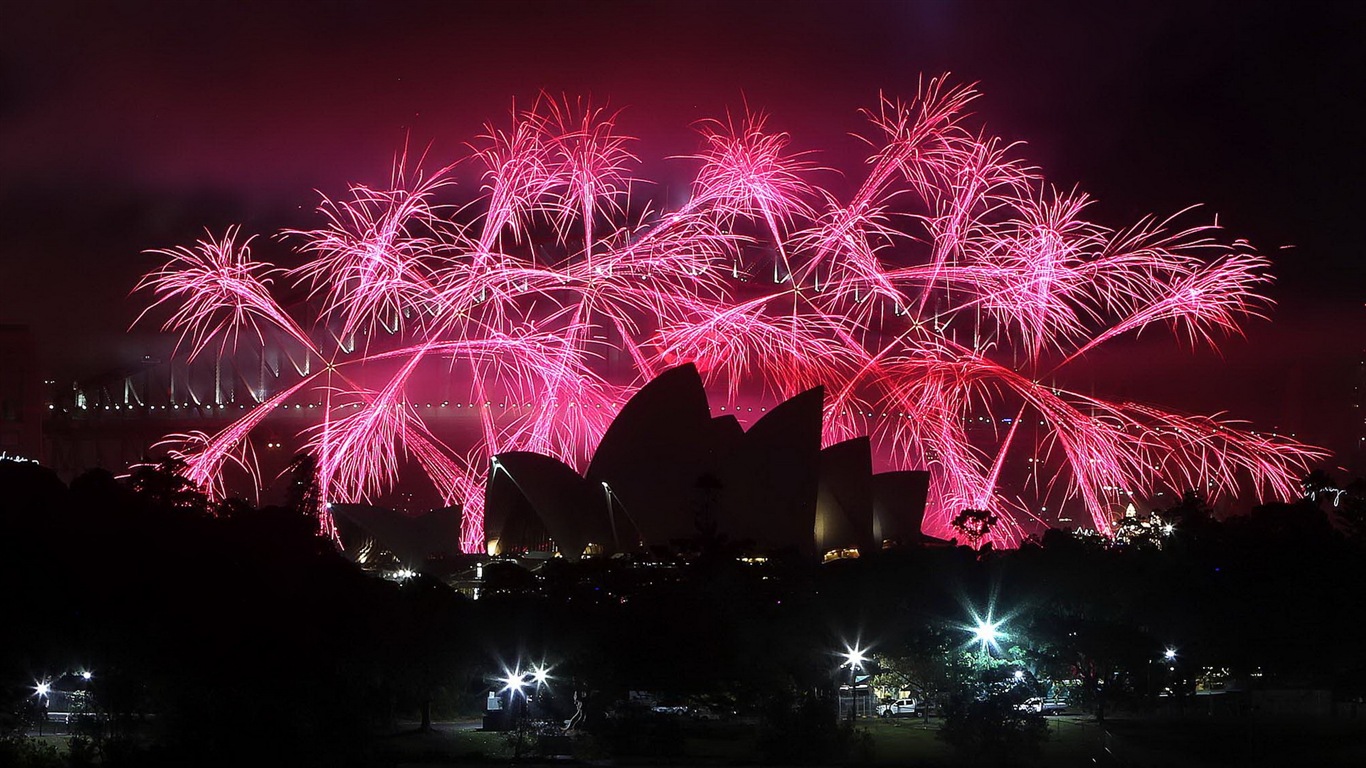 Die Schönheit des Nachthimmels, Feuerwerk schöne Hintergrundbilder #8 - 1366x768