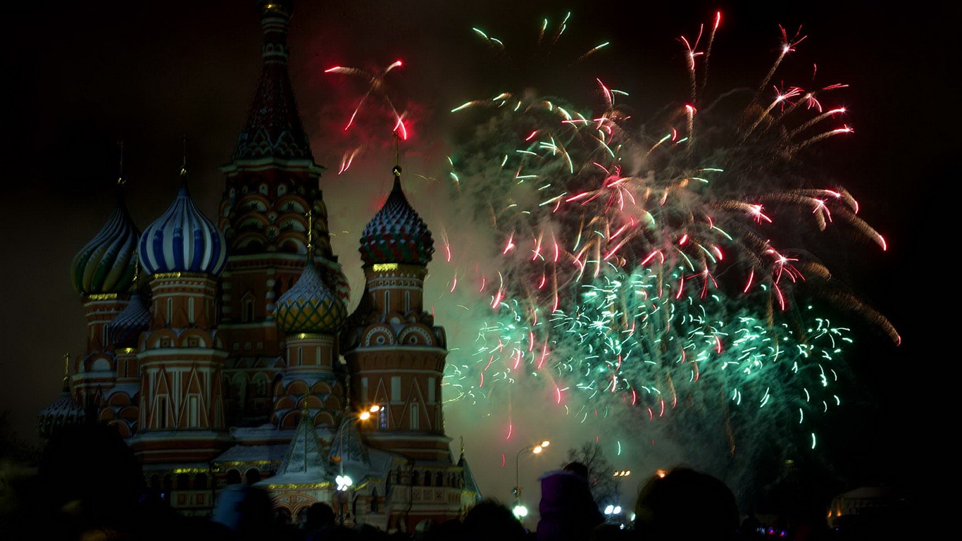 Die Schönheit des Nachthimmels, Feuerwerk schöne Hintergrundbilder #9 - 1366x768