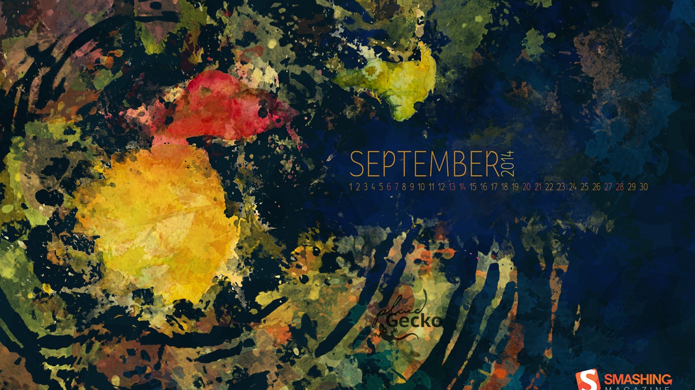 2014年9月カレンダー壁紙（2） #1 - 1366x768