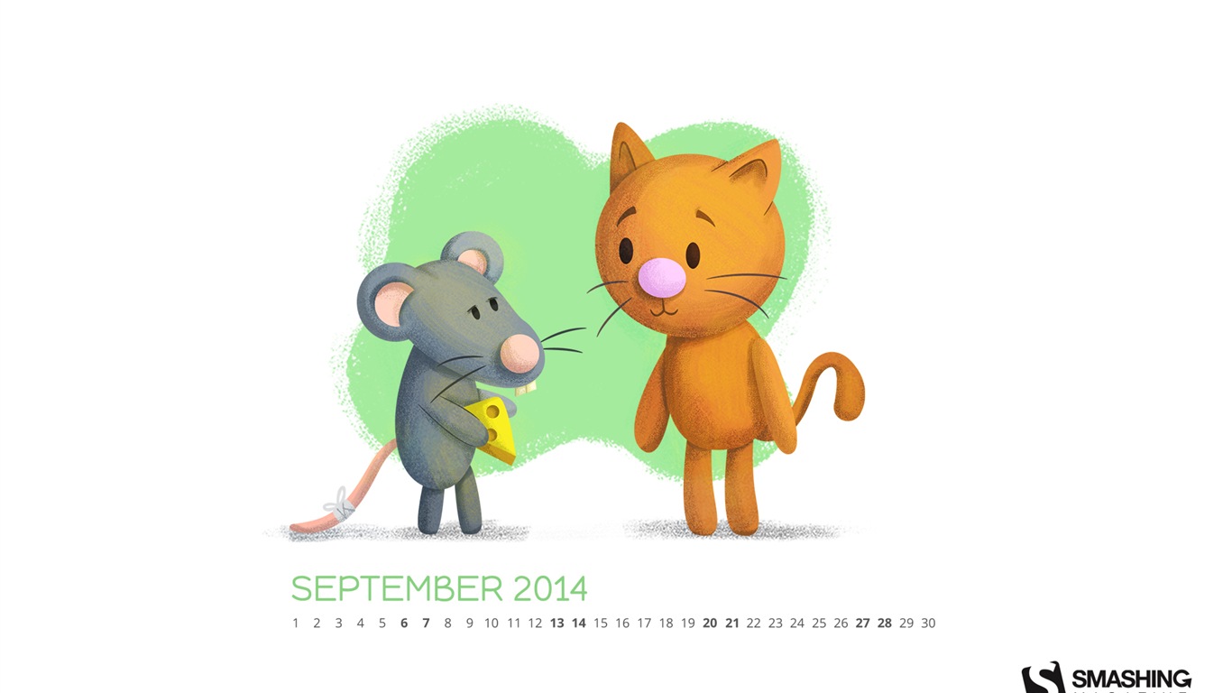 September 2014 Kalender Tapete (2) #20 - 1366x768