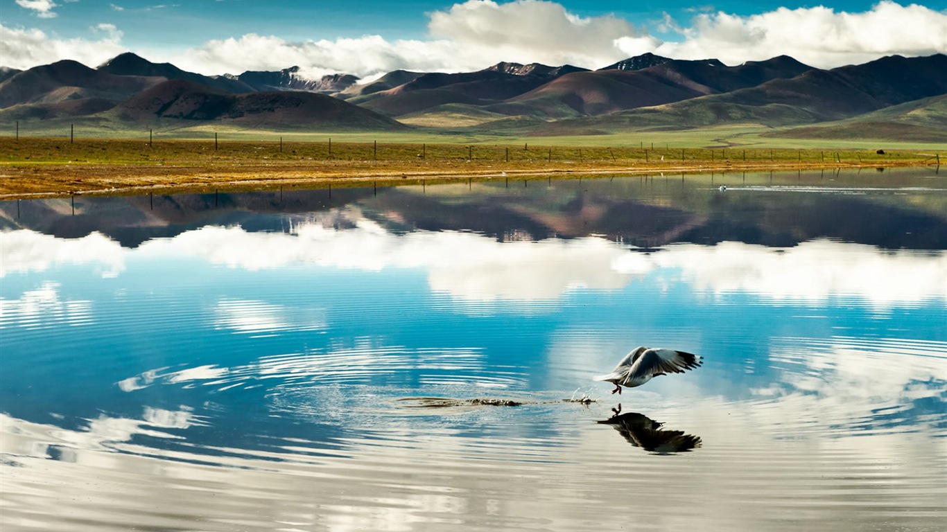 Plateau Qinghai beau fond d'écran de paysage #2 - 1366x768