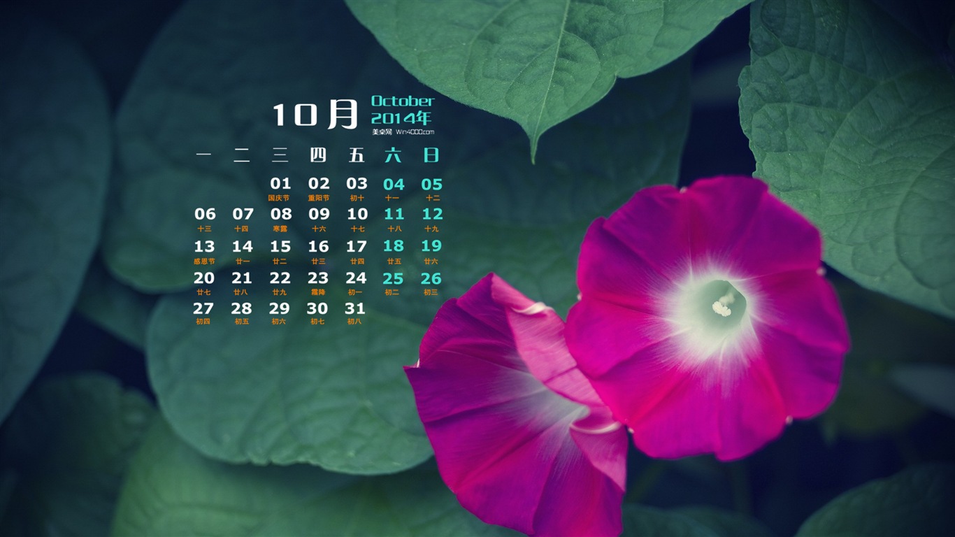 Oktober 2014 Kalender Tapete (1) #13 - 1366x768