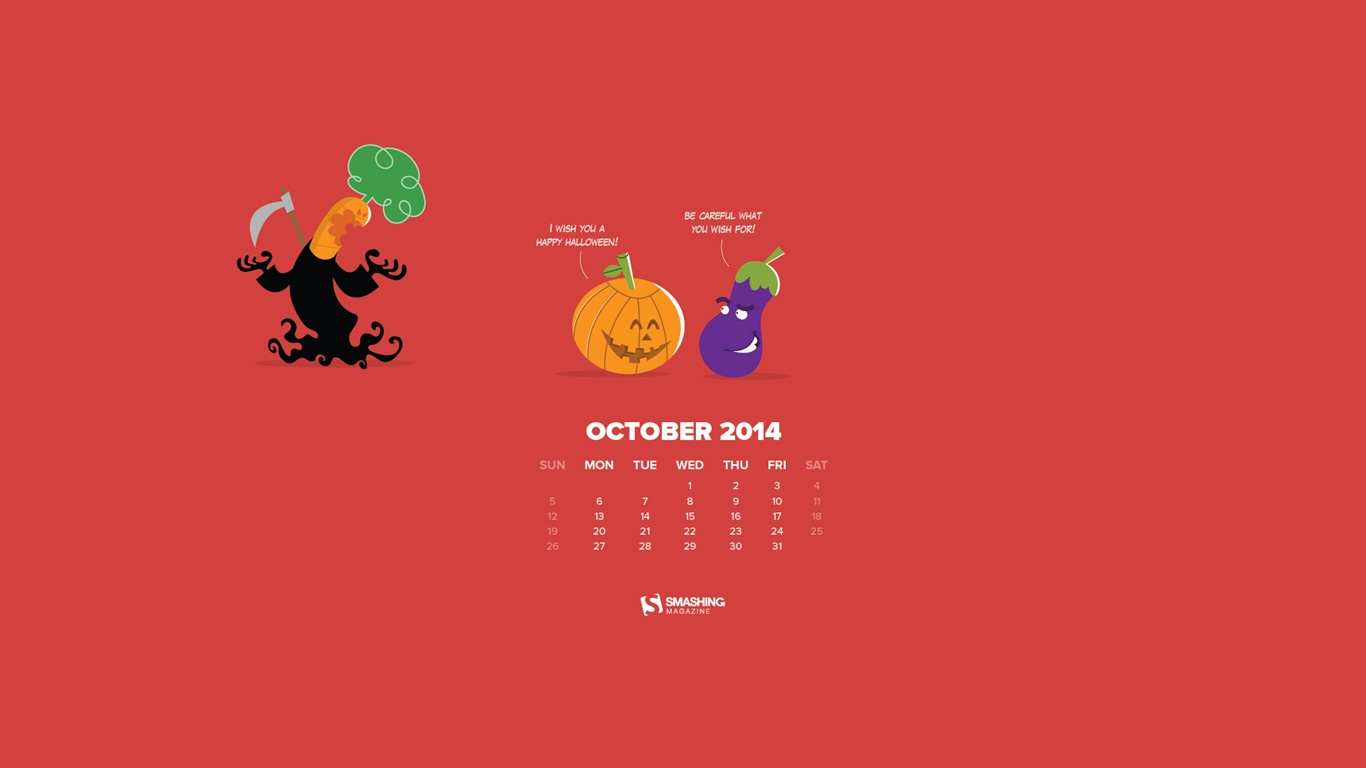 October 2014 Calendar wallpaper (2) #4 - 1366x768