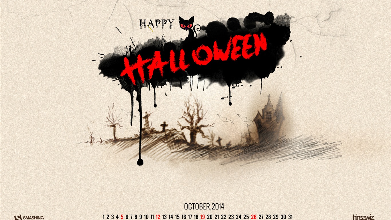 October 2014 Calendar wallpaper (2) #8 - 1366x768