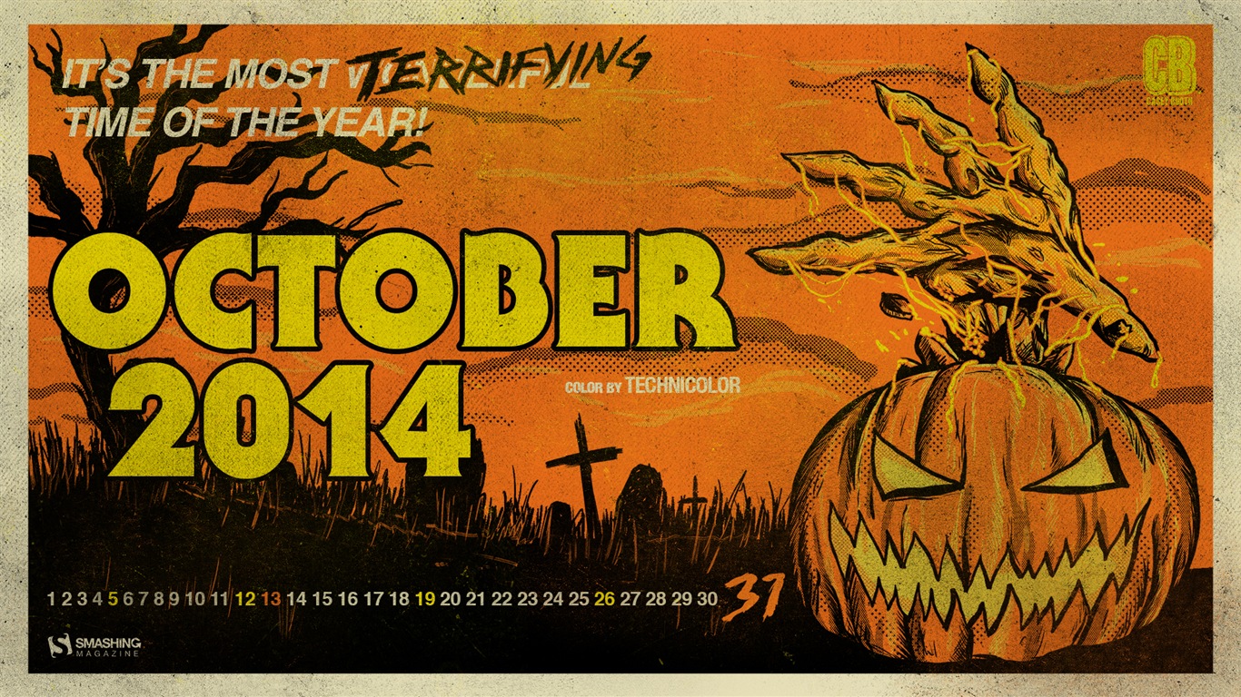 October 2014 Calendar wallpaper (2) #10 - 1366x768