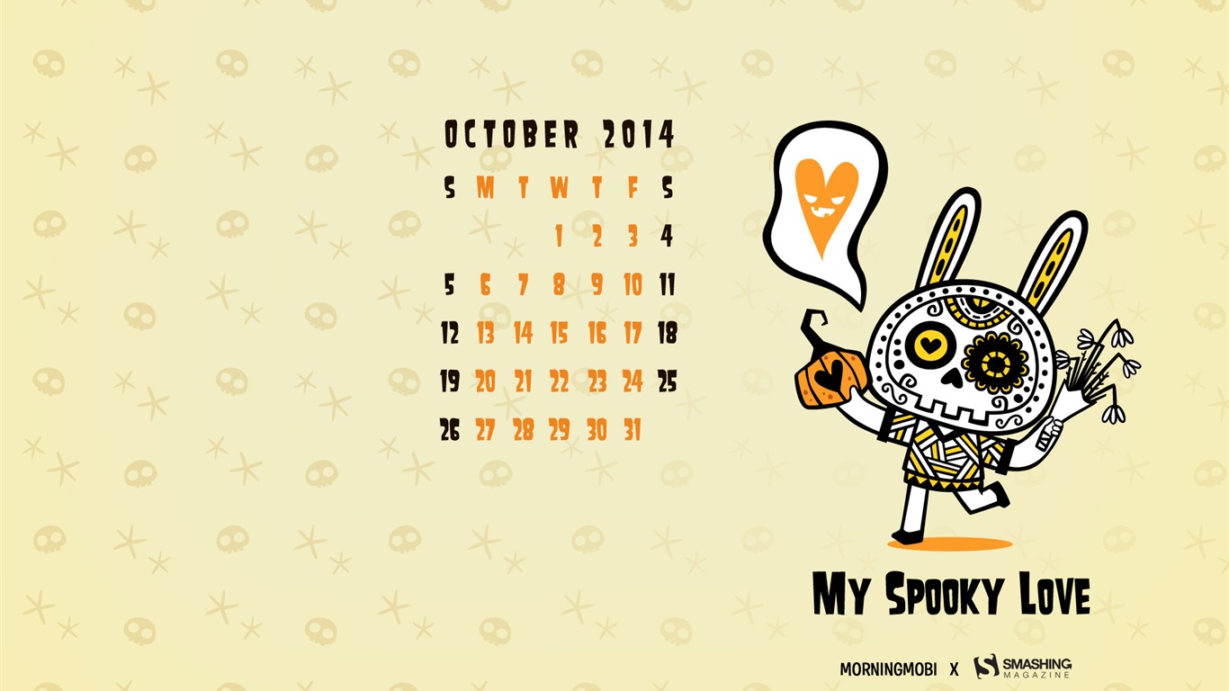 Октябрь 2014 Календарь обои (2) #13 - 1366x768