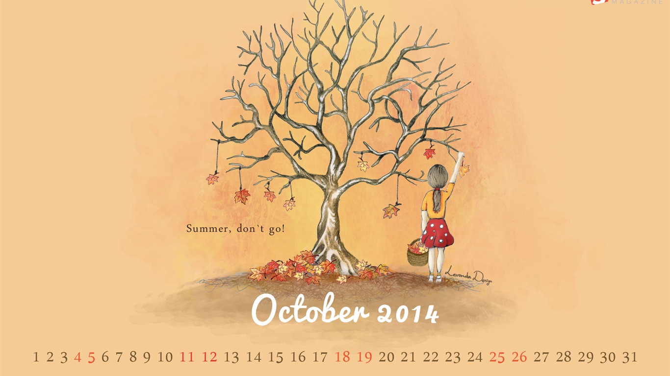 October 2014 Calendar wallpaper (2) #16 - 1366x768