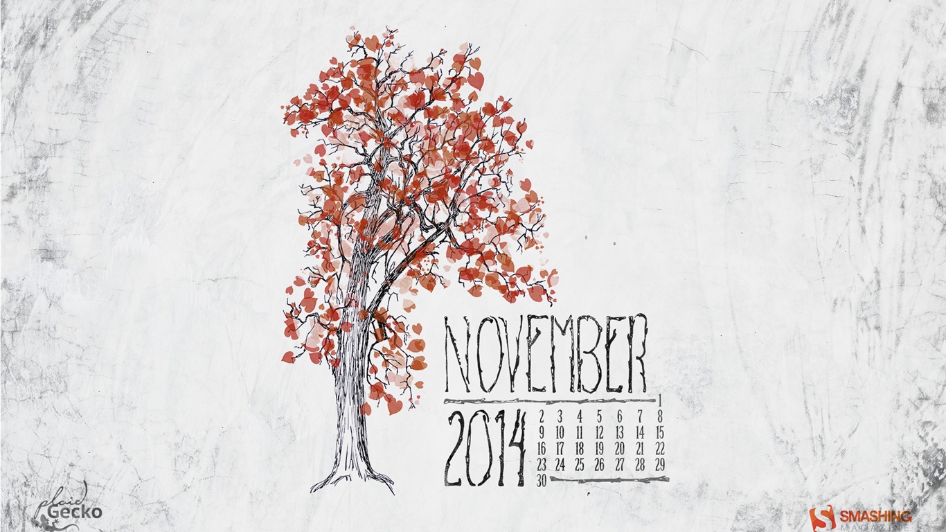 Ноябрь 2014 Календарь обои (2) #7 - 1366x768