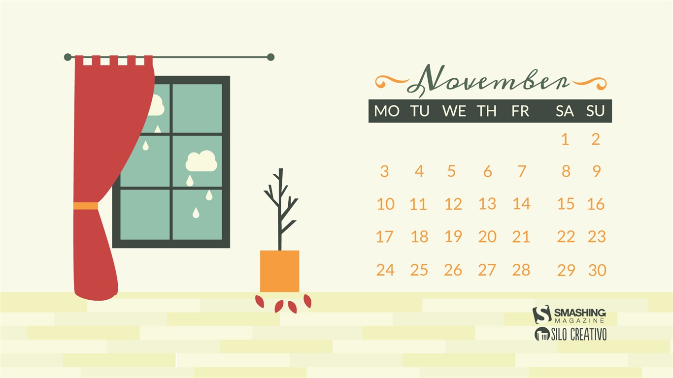 Ноябрь 2014 Календарь обои (2) #10 - 1366x768