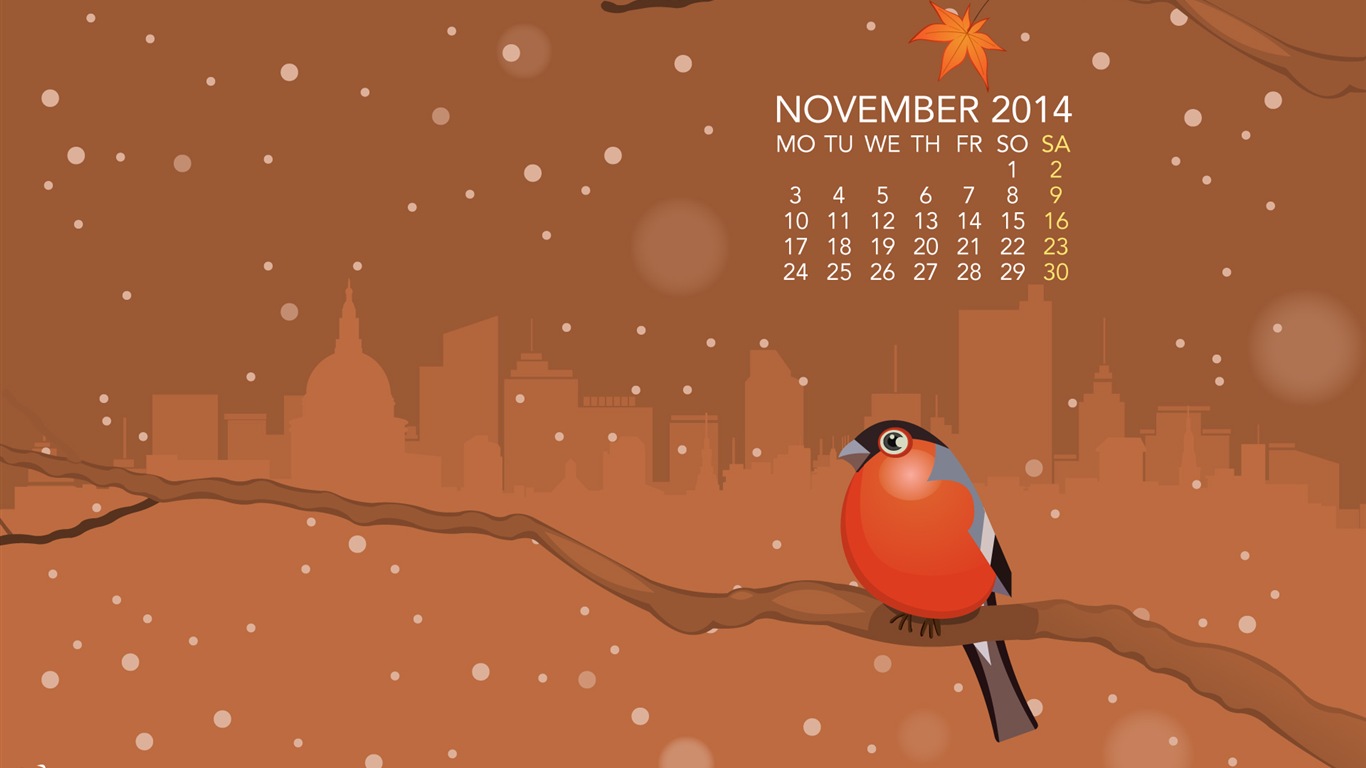 Ноябрь 2014 Календарь обои (2) #13 - 1366x768