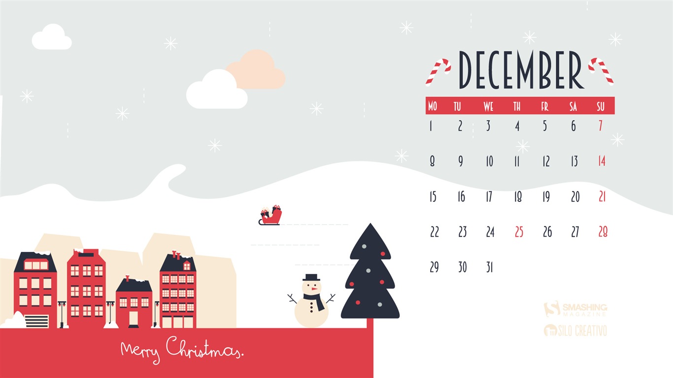 December 2014 Calendar wallpaper (1) #16 - 1366x768
