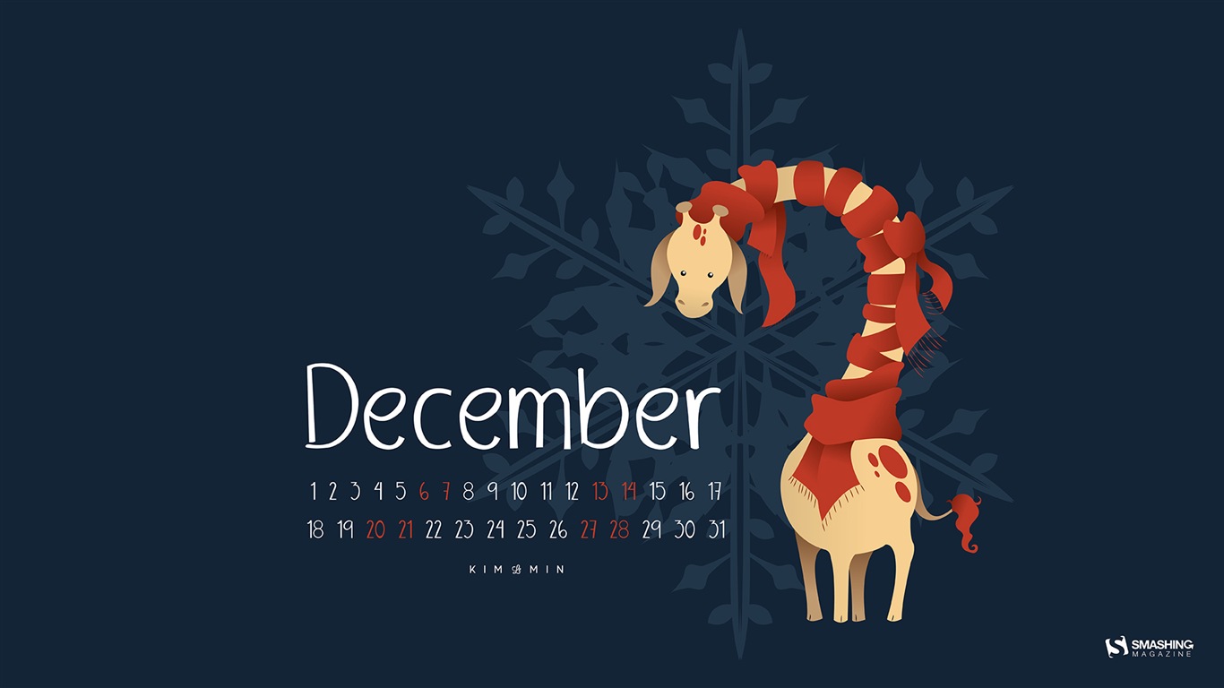 Dezember 2014 Kalender Wallpaper (2) #3 - 1366x768