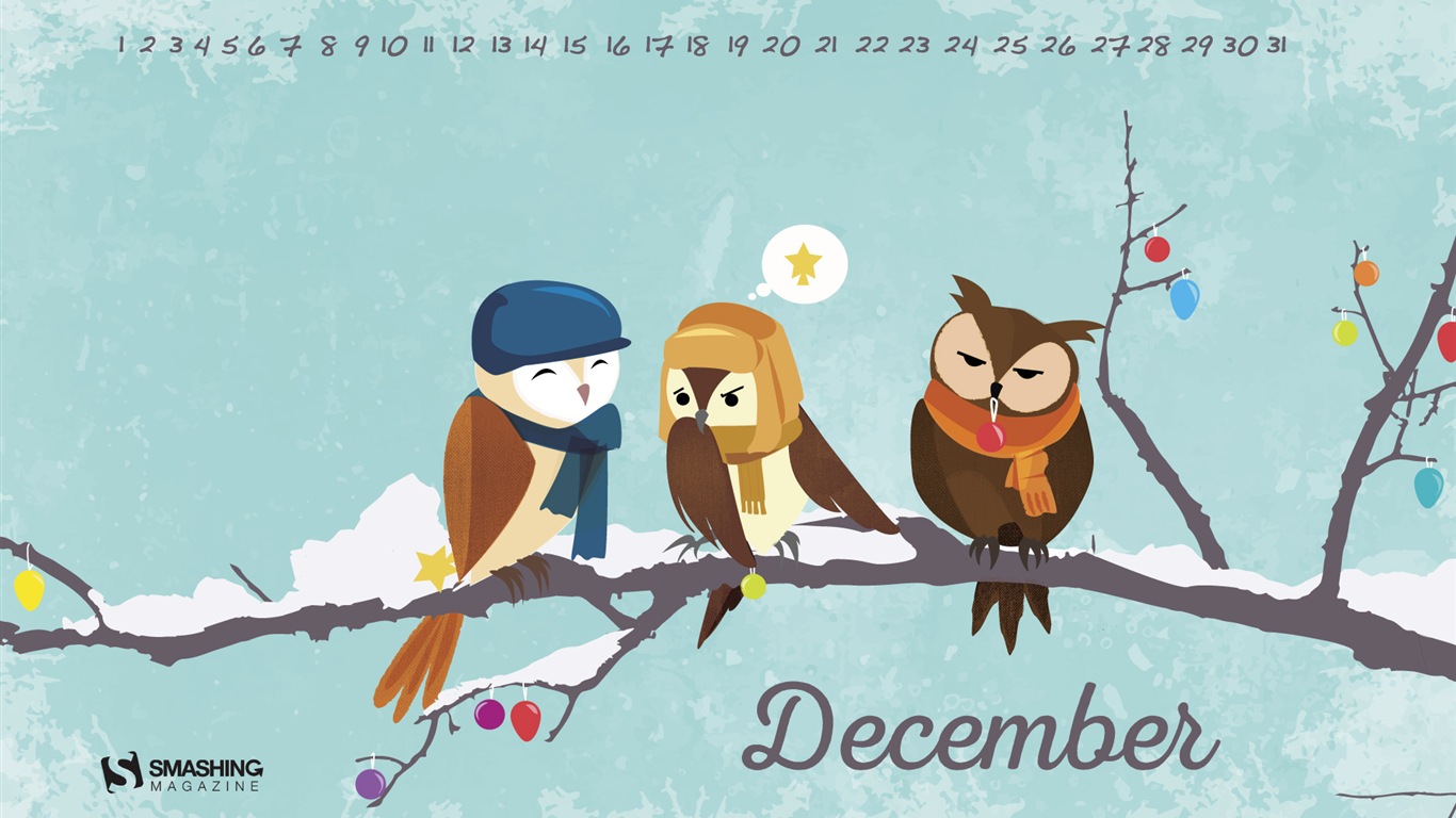 2014年12月カレンダー壁紙（2） #16 - 1366x768