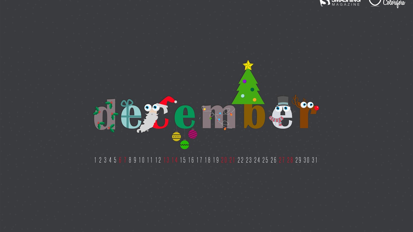 Dezember 2014 Kalender Wallpaper (2) #20 - 1366x768