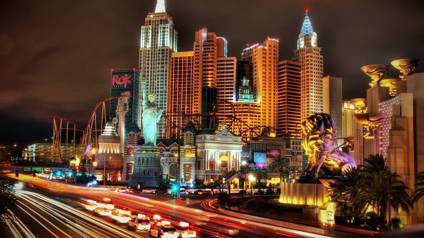 Belle nuit à Las Vegas fonds d'écran HD #14 - 1366x768