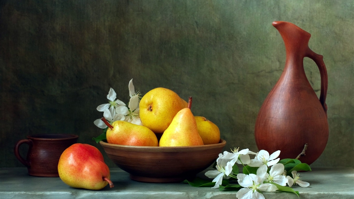 美味多汁的水果，梨的特写 高清壁纸10 - 1366x768
